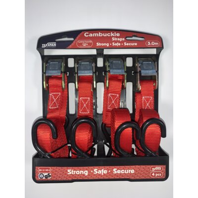 Cam Buckle Strap 3.0m LC 250kg 4pcs 