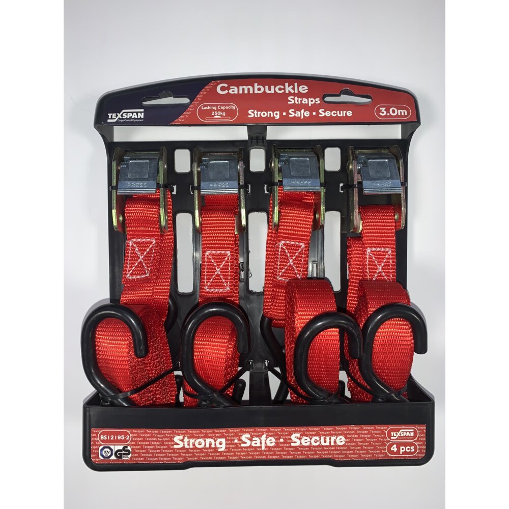 Cam Buckle Strap 3.0m LC 250kg 4pcs 
